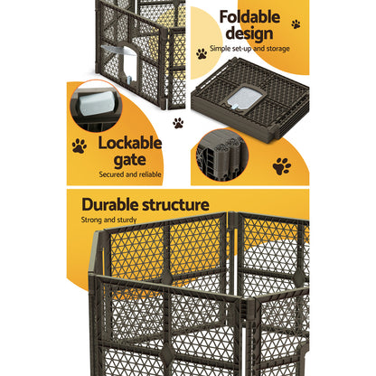 i.Pet - 6 Panel Plastic Dog Playpen Enclosure