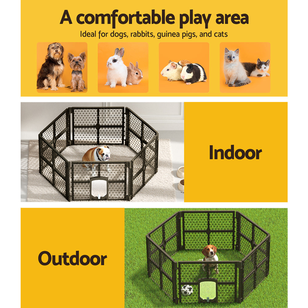 i.Pet - 6 Panel Plastic Dog Playpen Enclosure
