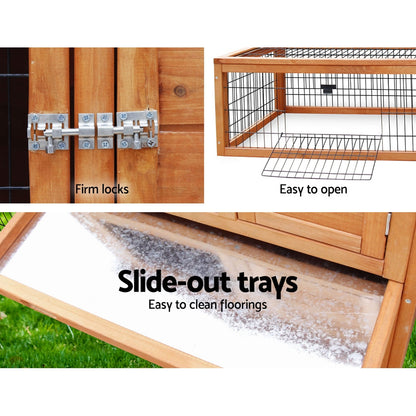 i.Pet - 155cm x 49cm x 90cm Chicken Coop and Rabbit Hutch with Large Run
