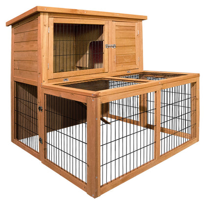 i.Pet - Chicken Coop 96cm x 96cm x 100cm Rabbit Hutch with Large Run and Wooden Cage