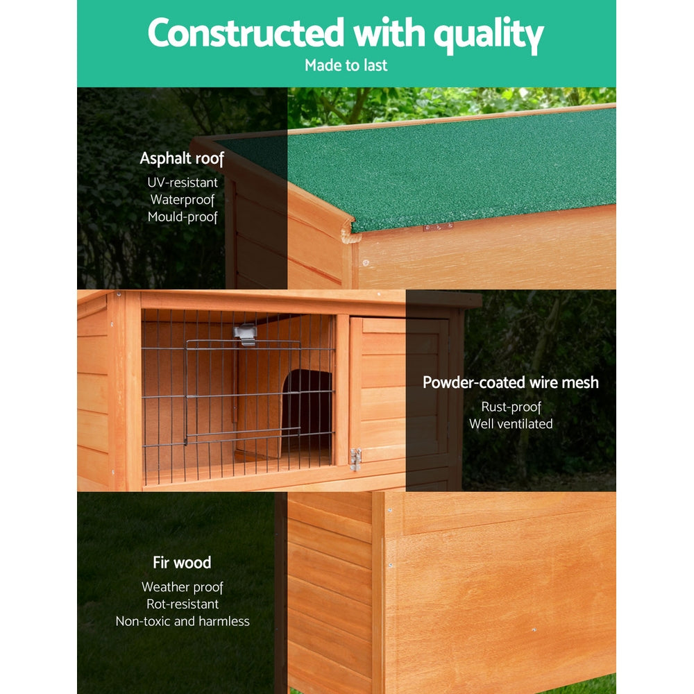 i.Pet - 88cm x 40cm x 76cm Chicken Coop and Rabbit Hutch with Large Run