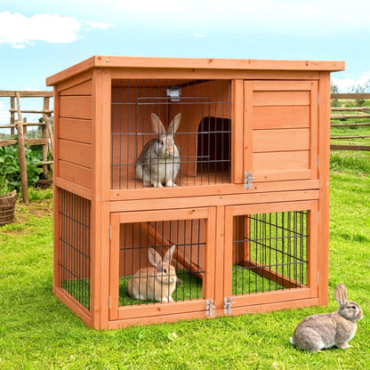 i.Pet - 88cm x 40cm x 76cm Chicken Coop and Rabbit Hutch with Large Run