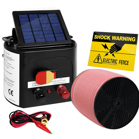 Giantz - Fence Energiser 3KM Solar Powered Electric with 1200M Poly Tape