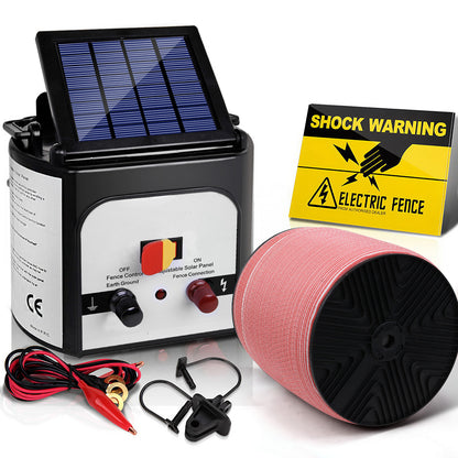 Giantz - Fence Energiser 8KM Solar Powered Electric with 1200M Poly Tape