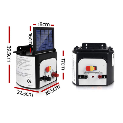 Giantz - Fence Energiser 8KM Solar Powered 0.3J Electric Fencing Charger