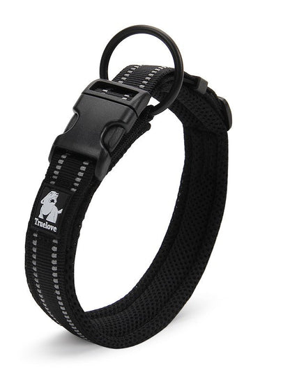 Truelove - Heavy Duty Reflective Dog Collar Black M