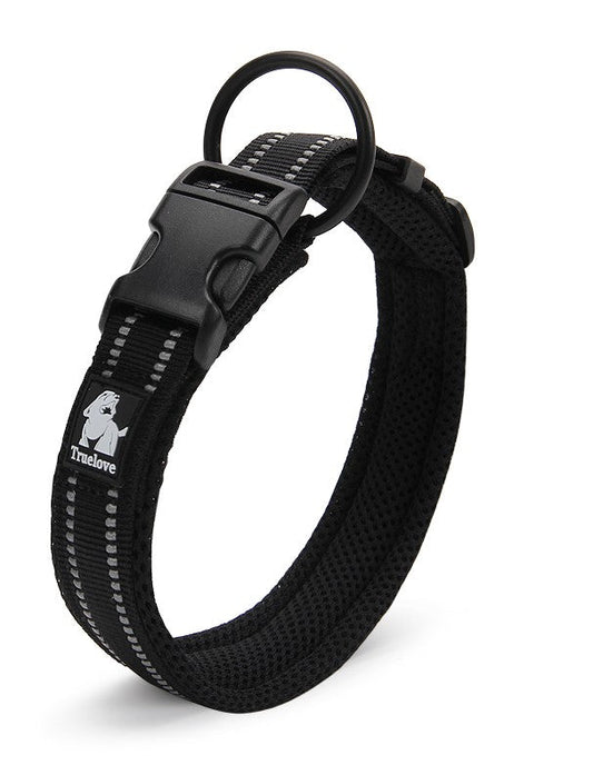 Truelove - Heavy Duty Reflective Dog Collar Black M