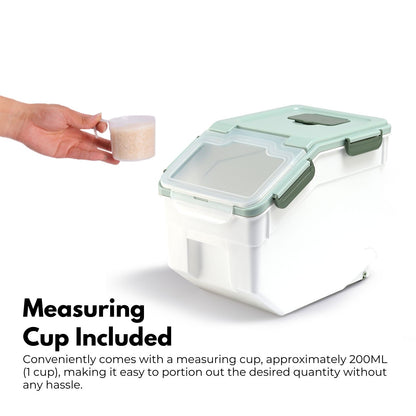 GOMINIMO - Multipurpose Food Storage Container with Lids and Cup for Pet Food or Rice Grains (Green)