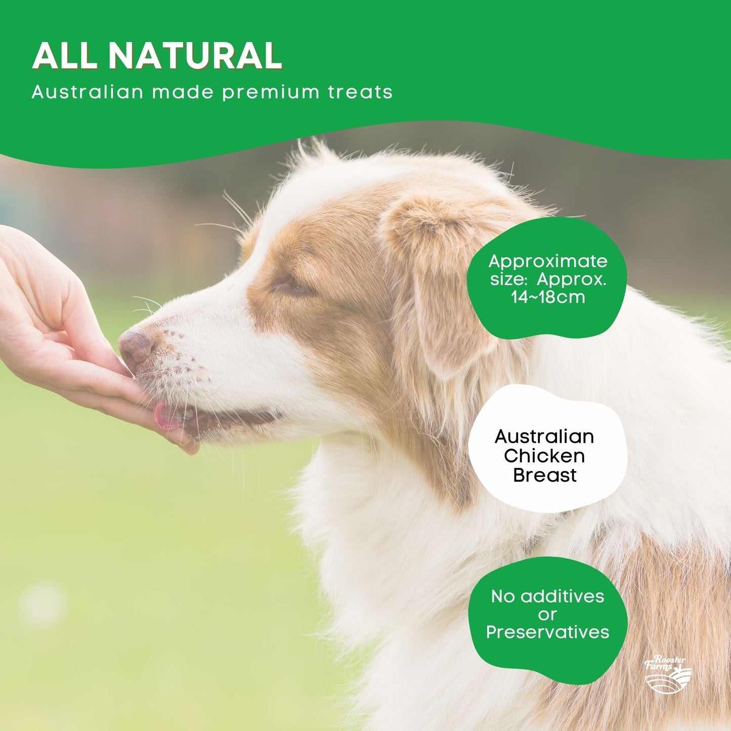 Rooster Farms 1Kg Dog Treat Chicken Breast Jerky - Dehydrated Australian Healthy Puppy Chew