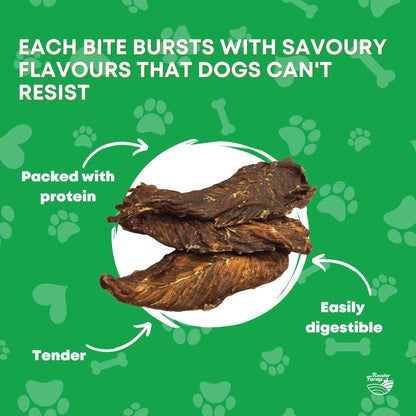 Rooster Farms 1Kg Dog Treat Chicken Breast Jerky - Dehydrated Australian Healthy Puppy Chew
