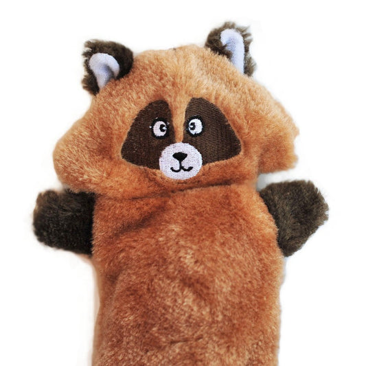 Zippy Paws Zingy Raccoon - No Stuffing Durable Squeaky Plush Dog Toy