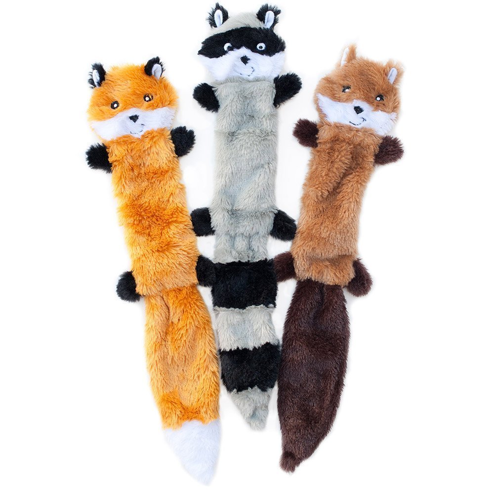 Zippy Paws Skinny Peltz Dog Toy Pack - Large (3-Pack) | Fox, Raccoon, Squirrel