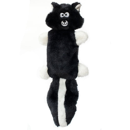 Zippy Paws Zingy Skunk - No Stuffing Durable Squeaky Plush Dog Toy