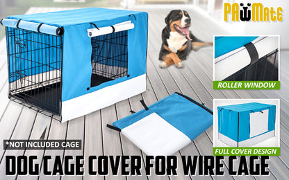 Paw Mate Cage Cover Enclosure for Wire Dog Cage Crate 48in - Blue