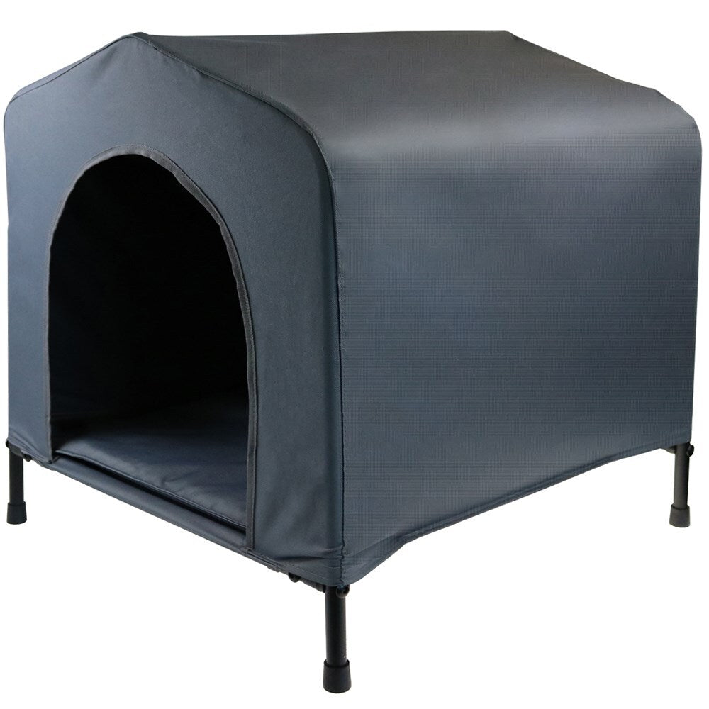 Portable Flea and Mite Resistant Dog Kennel House with Cushion - Grey L