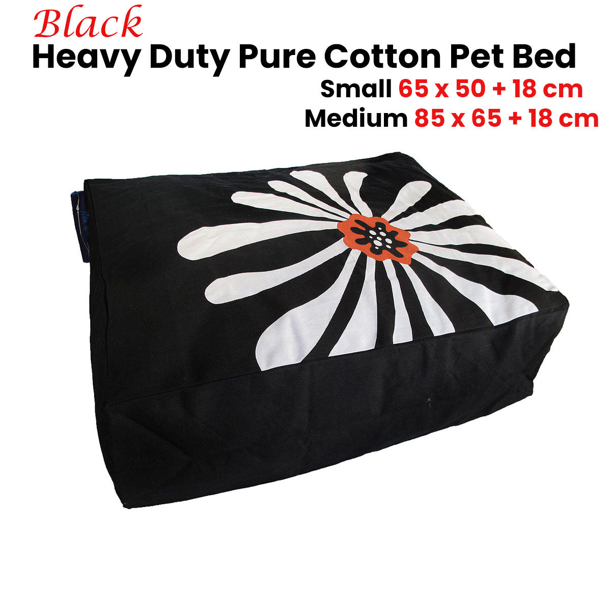 Heavy Duty Pure Cotton Pet Dog Bed Cover - Small Black
