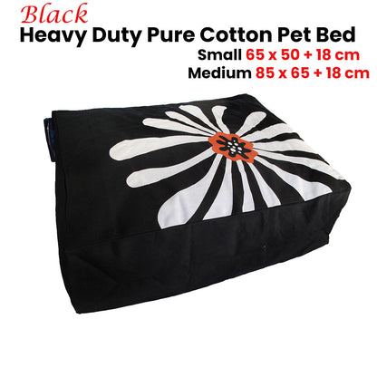 Heavy Duty Pure Cotton Pet Dog Bed Cover - Small Black