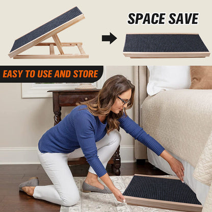 VaKa 100cm Foldable Dog Pet Ramp Adjustable Height Dogs Stairs For Bed Sofa