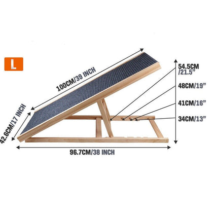 VaKa 100cm Foldable Dog Pet Ramp Adjustable Height Dogs Stairs For Bed Sofa