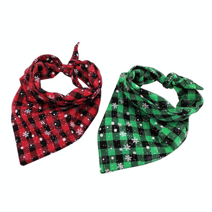 Pet Triangle Towel Christmas Snowflake Dog Saliva Towel - Size S - Red