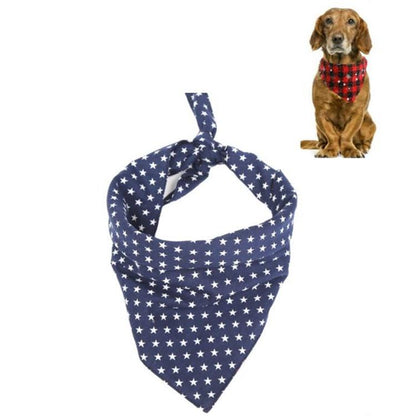 Pet Triangle Towel Christmas Snowflake Dog Saliva Towel - Size L - Blue