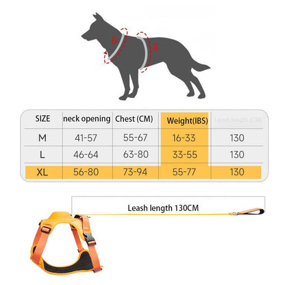 Vibe Geeks Ultimate 2-in-1 Reflective No-pull Dog Harness with Retractable Leash and Control Handle - Red - M