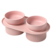24x Ribbed Ceramic Double Pet Bowl 3pc Sets