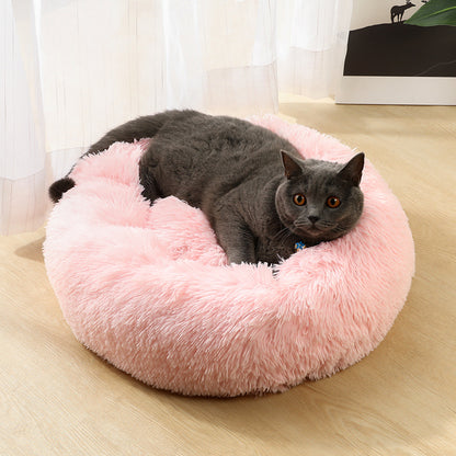 Tie-dye Baby Brown 50cm Cozy Round Pet Bed - Plush Cat & Dog Bed with Non-Slip Base, Machine Washable