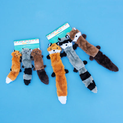 Zippy Paws Skinny Peltz Dog Toy Pack - Small (3-Pack) | Fox, Raccoon, Squirrel