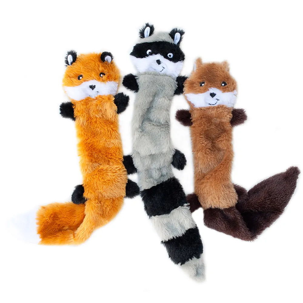Zippy Paws Skinny Peltz Dog Toy Pack - Large (3-Pack) | Fox, Raccoon, Squirrel